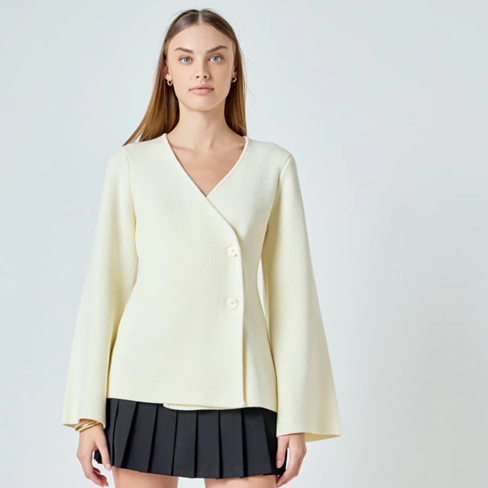 2 Button Cinched Sweater Cardigan